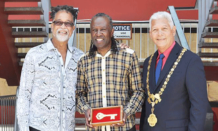 David Rudder receives the Key  to the City of Port Of Spain